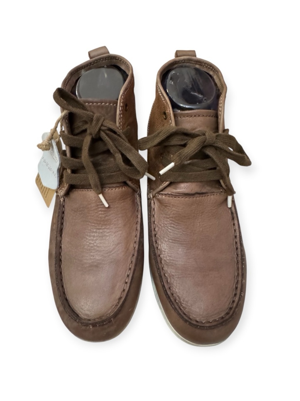 Bed Stu Brown Leather Canvas Chukka Boots Men’s 8.5 Plaid Lining